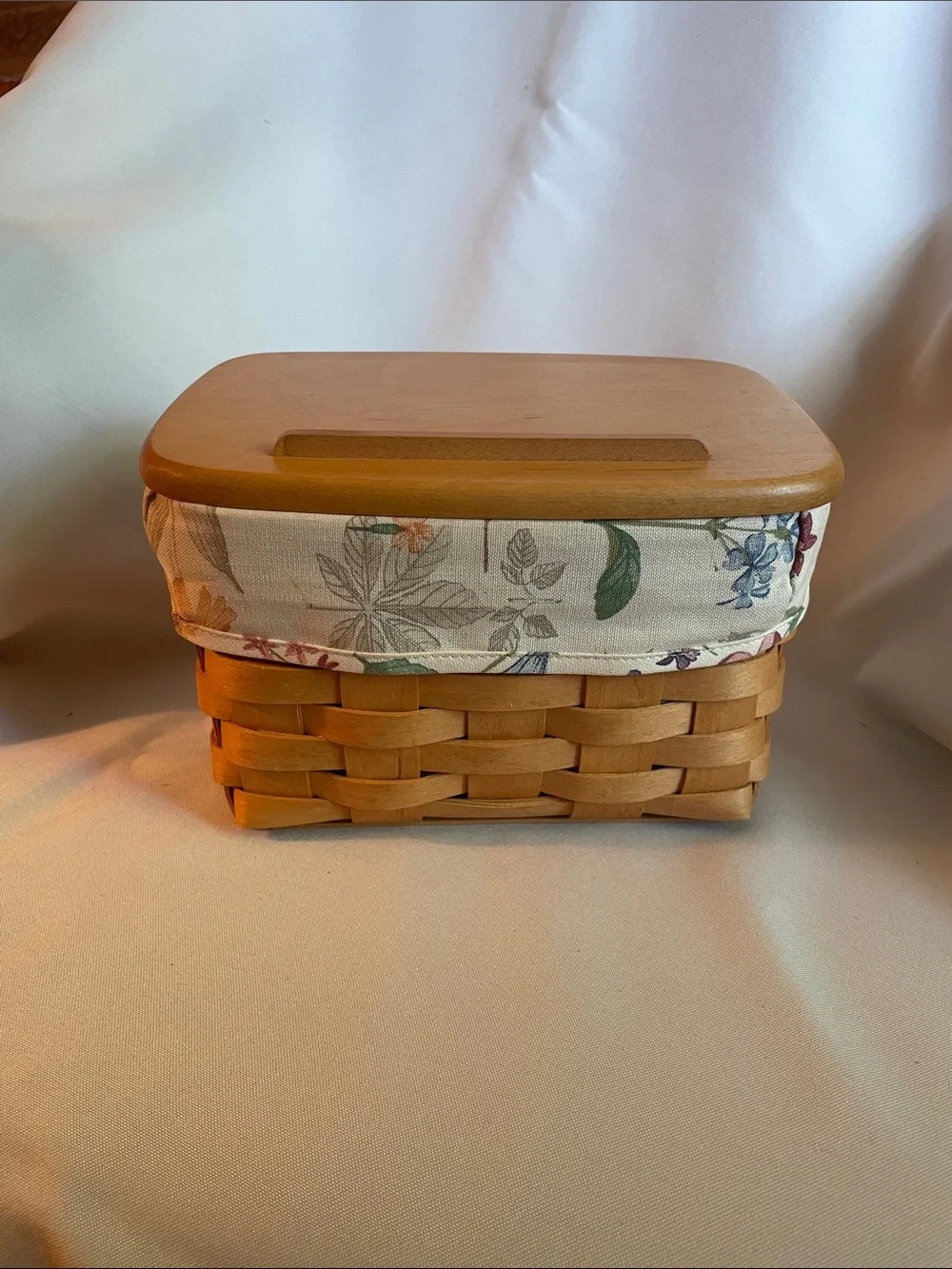 Longaberger Recipe Basket with botanical Liner and recipe cards